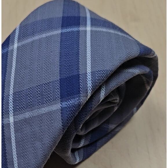 Apt. 9 Men's Neck Tie 100% Cotton Plaid Preppy Madras Blues Gift Student Office - Picture 5 of 5